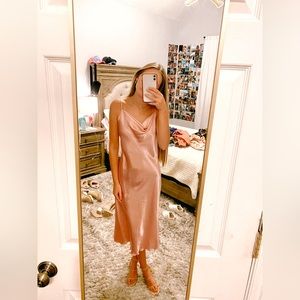 Bebe light pink satin slip dress! Super cute and flattering! Never worn before!